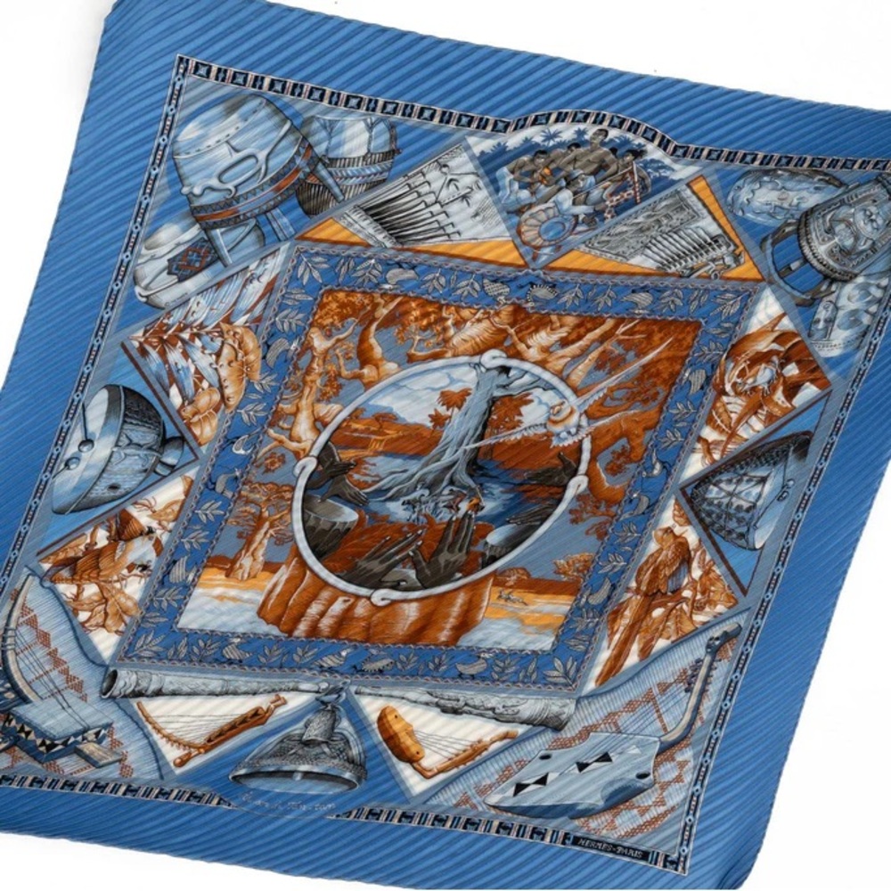 Hermes Au Son du Tam Tam scarf plissé - Picture 7 of 8